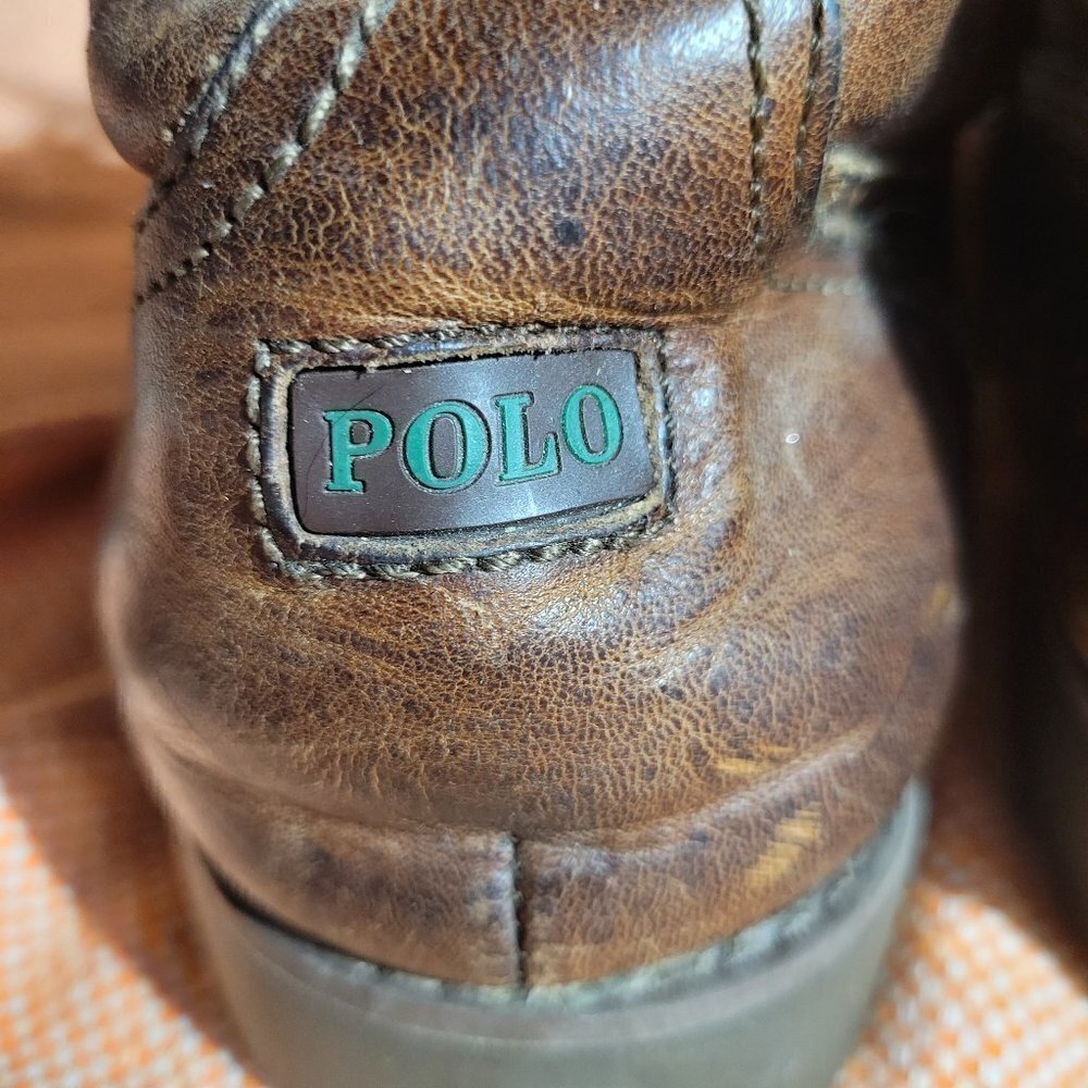 Polo By Ralph Lauren Ranger Men's Distressed Brown Leather Buckle Boots Size 7.5 - Picture 6 of 17